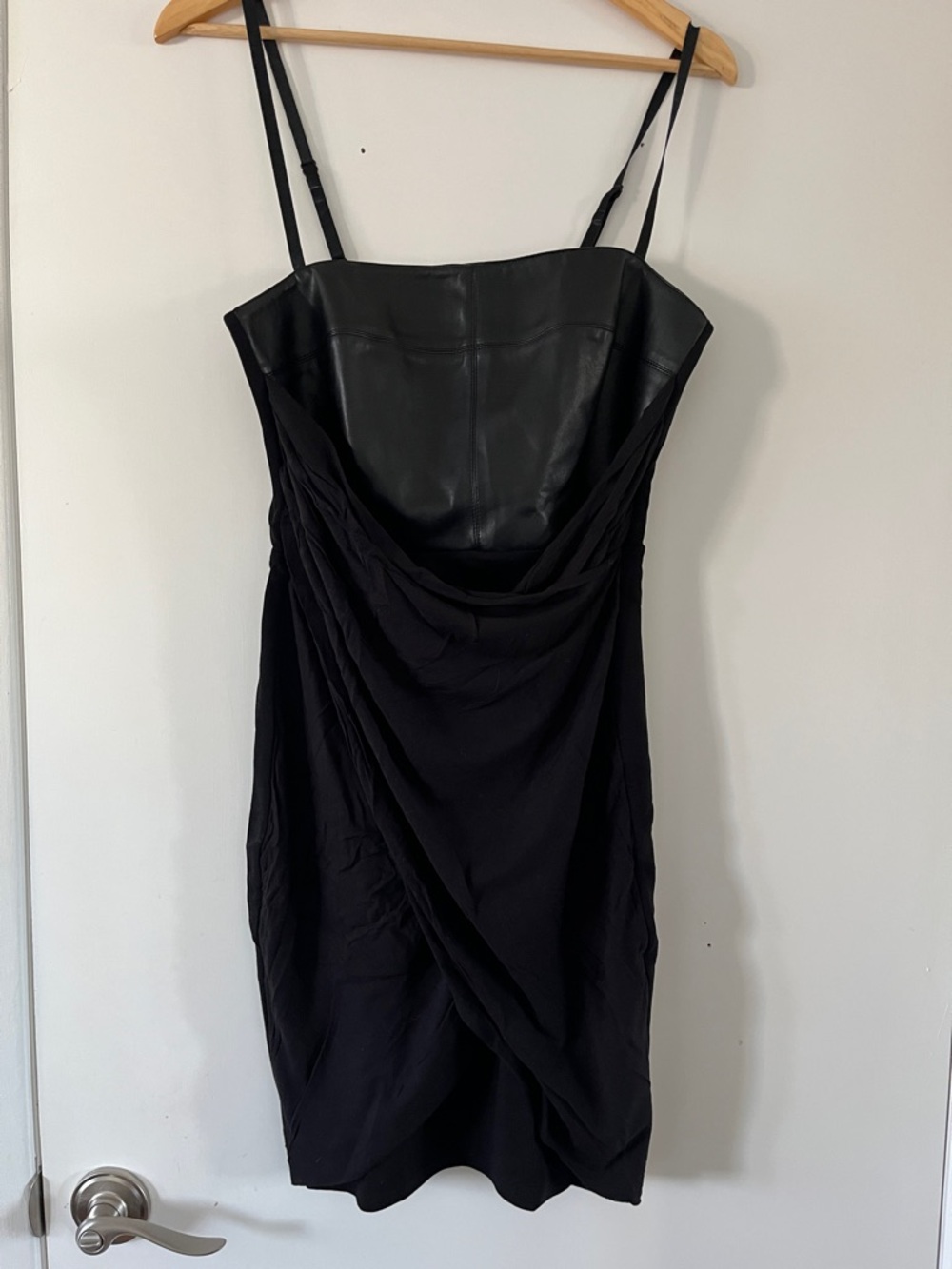 Bailey 44 Black Faux-Leather Bustier Slip Dress
